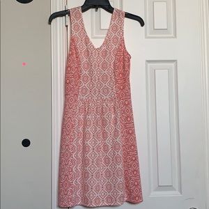 Pink and white print dress